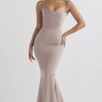 House of CB венчања 68JT1149 љубичаста сатенска хаљина од рибљег репа