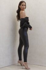 House of CB одећу 68JT1010 лиа црне латекс хеланке високог струка - Image 5