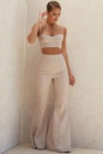 House of CB одећу 68JT1013 алесха беж тенцел платнене панталоне - Image 5
