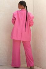 House of CB одећу 68JT1018 андреиа розе ланене панталоне - Image 4
