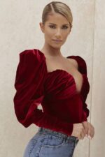 House of CB одећу 68JT101 валерие вине сомот корзет дугих рукава - Image 13