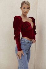 House of CB одећу 68JT101 валерие вине сомот корзет дугих рукава - Image 14