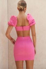House of CB одећу 68JT1020 сади розе ланена мини сукња - Image 12