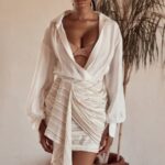 House of CB одећу 68JT1021 адетте пругаста ланена микс драпед мини сукња