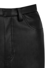 House of CB одећу 68JT1023 инаиа црне растезљиве веганске кожне панталоне - Image 4
