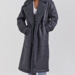House of CB одећу 68JT1024 деији сиви вегански капут од стриже