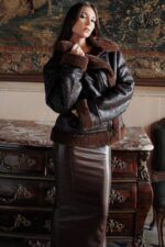 House of CB одећу 68JT1025 луда смеђа веганска авијатичарска јакна - Image 11