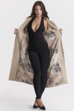 House of CB одећу 68JT1030 ариел беж вегански кожни капут - Image 5