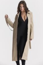 House of CB одећу 68JT1030 ариел беж вегански кожни капут - Image 7