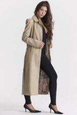 House of CB одећу 68JT1030 ариел беж вегански кожни капут - Image 9