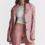 House of CB одећу 68JT1031 киера топли розе вегански кожни блејзер