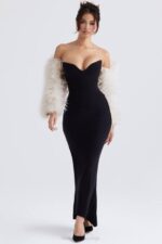 House of CB одећу 68JT1037 пепељасто бела јакна са рукавима од марабуа - Image 7