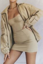 House of CB одећу 68JT1042 цами таупе велика јакна - Image 2