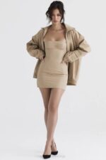 House of CB одећу 68JT1042 цами таупе велика јакна - Image 5