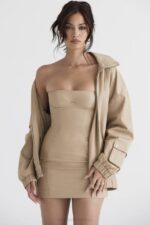 House of CB одећу 68JT1042 цами таупе велика јакна - Image 6