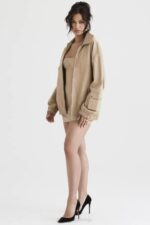 House of CB одећу 68JT1042 цами таупе велика јакна - Image 7
