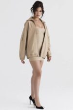 House of CB одећу 68JT1042 цами таупе велика јакна - Image 8