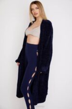 House of CB одећу 68JT1044 целине тамноплави кардиган од женила - Image 6