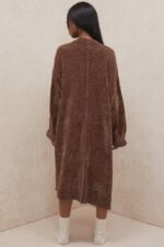 House of CB одећу 68JT1048 целине чоколадни кардиган од женила - Image 6