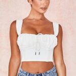 House of CB одећу 68JT104 ноеми бели блусон корсет топ