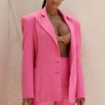 House of CB одећу 68JT1051 домина розе блејзер од мешавине лана