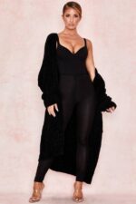 House of CB одећу 68JT1052 целине црни кардиган од женила - Image 11