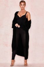 House of CB одећу 68JT1052 целине црни кардиган од женила - Image 10