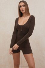 House of CB одећу 68JT1059 киана чоколада пухасто плетено одело за игру - Image 11