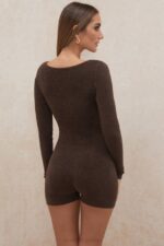 House of CB одећу 68JT1059 киана чоколада пухасто плетено одело за игру - Image 15