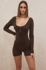 House of CB одећу 68JT1059 киана чоколада пухасто плетено одело за игру - Image 9