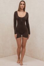 House of CB одећу 68JT1059 киана чоколада пухасто плетено одело за игру - Image 10