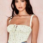 House of CB одећу 68JT106 ген лимун цветни корзет