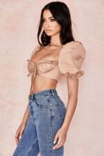 House of CB одећу 68JT107 хеди камел бралет пуфф рукав - Image 12