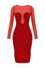 House of CB одећу 68JT109 дарци сцарлет миди хаљина - Image 4