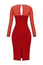 House of CB одећу 68JT109 дарци сцарлет миди хаљина - Image 6