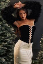House of CB одећу 68JT112 јаина црна & винтаге крем хаљина без бретела - Image 2