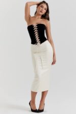 House of CB одећу 68JT112 јаина црна & винтаге крем хаљина без бретела - Image 5