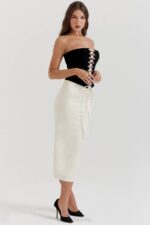 House of CB одећу 68JT112 јаина црна & винтаге крем хаљина без бретела - Image 7