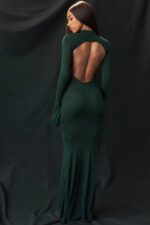 House of CB одећу 68JT114 санцха шума зелена плетена макси хаљина - Image 2