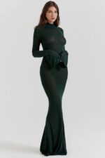 House of CB одећу 68JT114 санцха шума зелена плетена макси хаљина - Image 8
