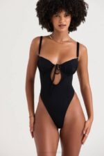 House of CB одећу 68JT1210 Цаннес црни купаћи костим са изрезом - Image 5