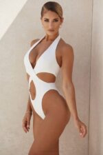 House of CB одећу 68JT1244 саваннах вхите цроссовер халтер једноделни купаћи костим - Image 12