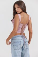 House of CB одећу 68JT12 уна розе принт корзет - Image 11