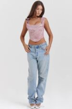 House of CB одећу 68JT12 уна розе принт корзет - Image 7