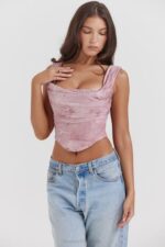 House of CB одећу 68JT12 уна розе принт корзет - Image 9