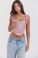 House of CB одећу 68JT12 уна розе принт корзет - Image 10