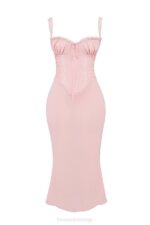 House of CB одећу 68JT135 сирах мекана миди хаљина од чипке боје брескве - Image 3