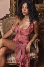 House of CB одећу 68JT140 лирах розе мини хаљина са воланима - Image 2