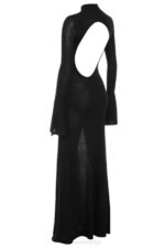 House of CB одећу 68JT141 санцха црна плетена макси хаљина - Image 5
