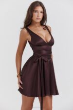 House of CB одећу 68JT143 схиема богата смеђа мини хаљина - Image 13